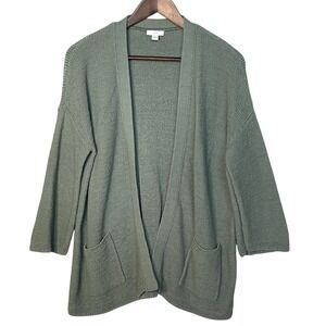 J. Jill Open Front Knit Cardigan Sweater Green Size M